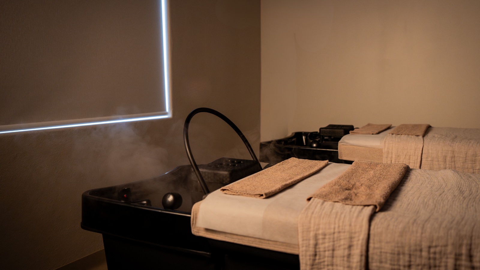 Our Head Spa basins prepared for a restorative ritual